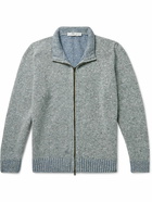 Inis Meáin - Donegal Merino Wool and Cashmere-Blend Zip-Up Cardigan - Blue