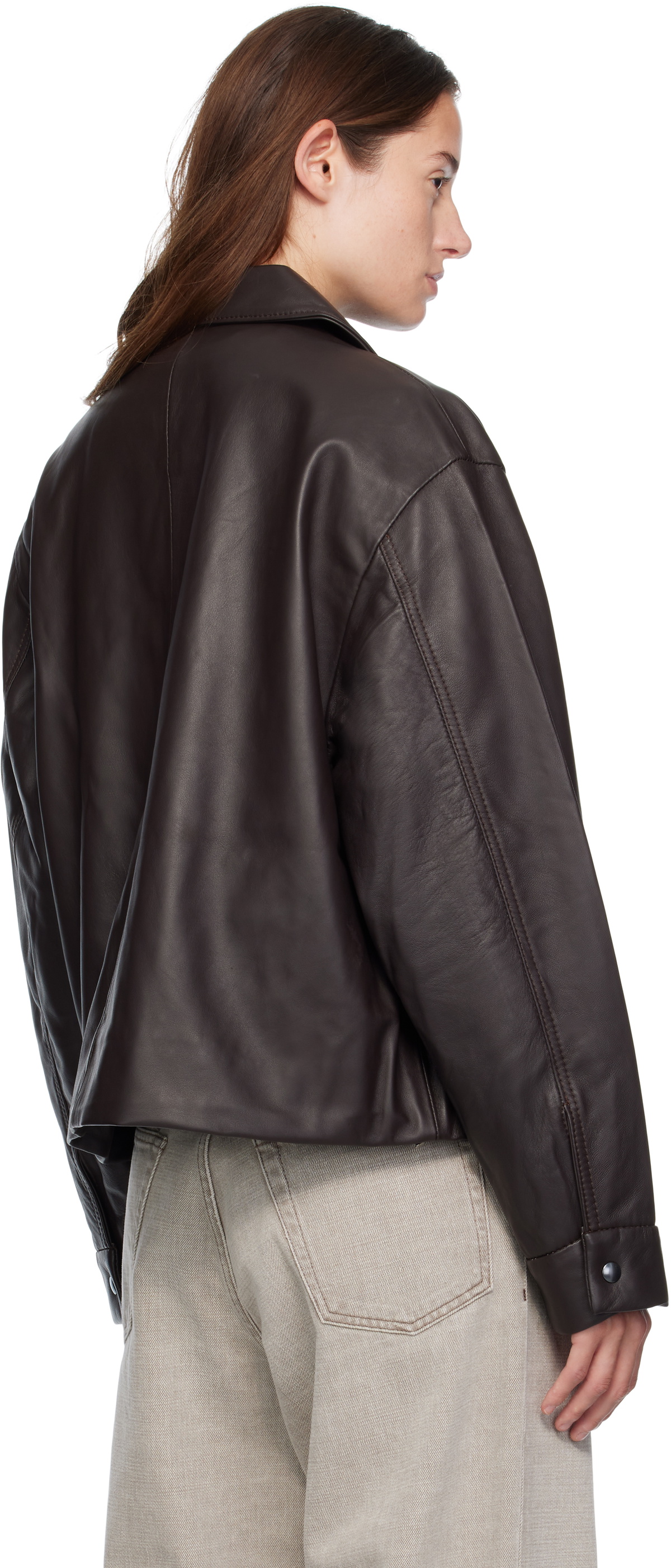 KASSL Editions Brown Short Lamb Leather Jacket