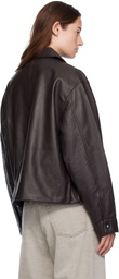 KASSL Editions Brown Short Lamb Leather Jacket