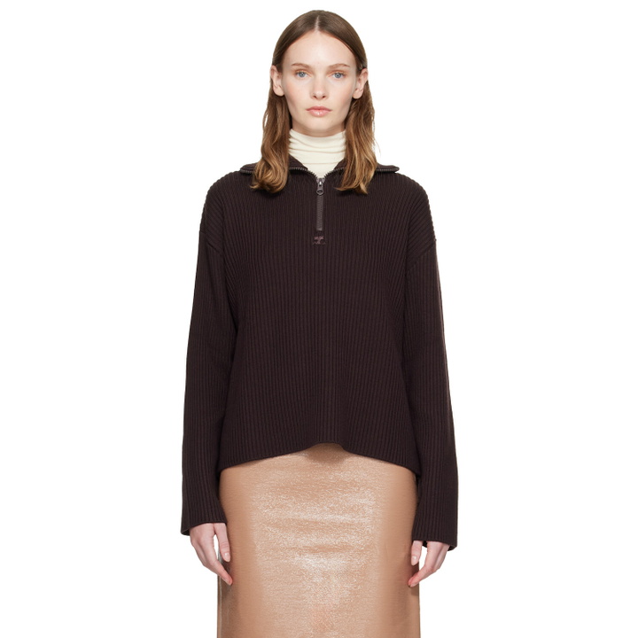 Photo: Courrèges Brown Ribbed Wool Trucker Sweater