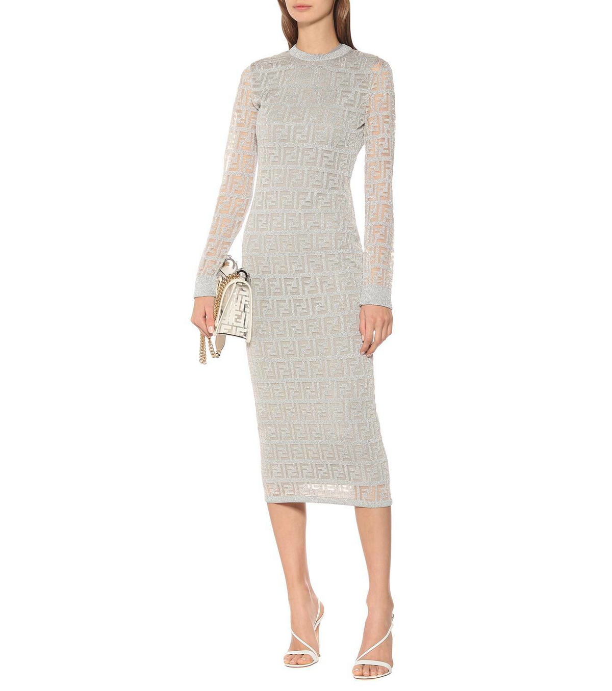 Fendi FF mesh midi dress