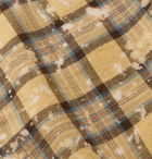 AMIRI - Logo-Appliquéd Distressed Checked Cotton and Linen-Blend Flannel Shirt - Yellow