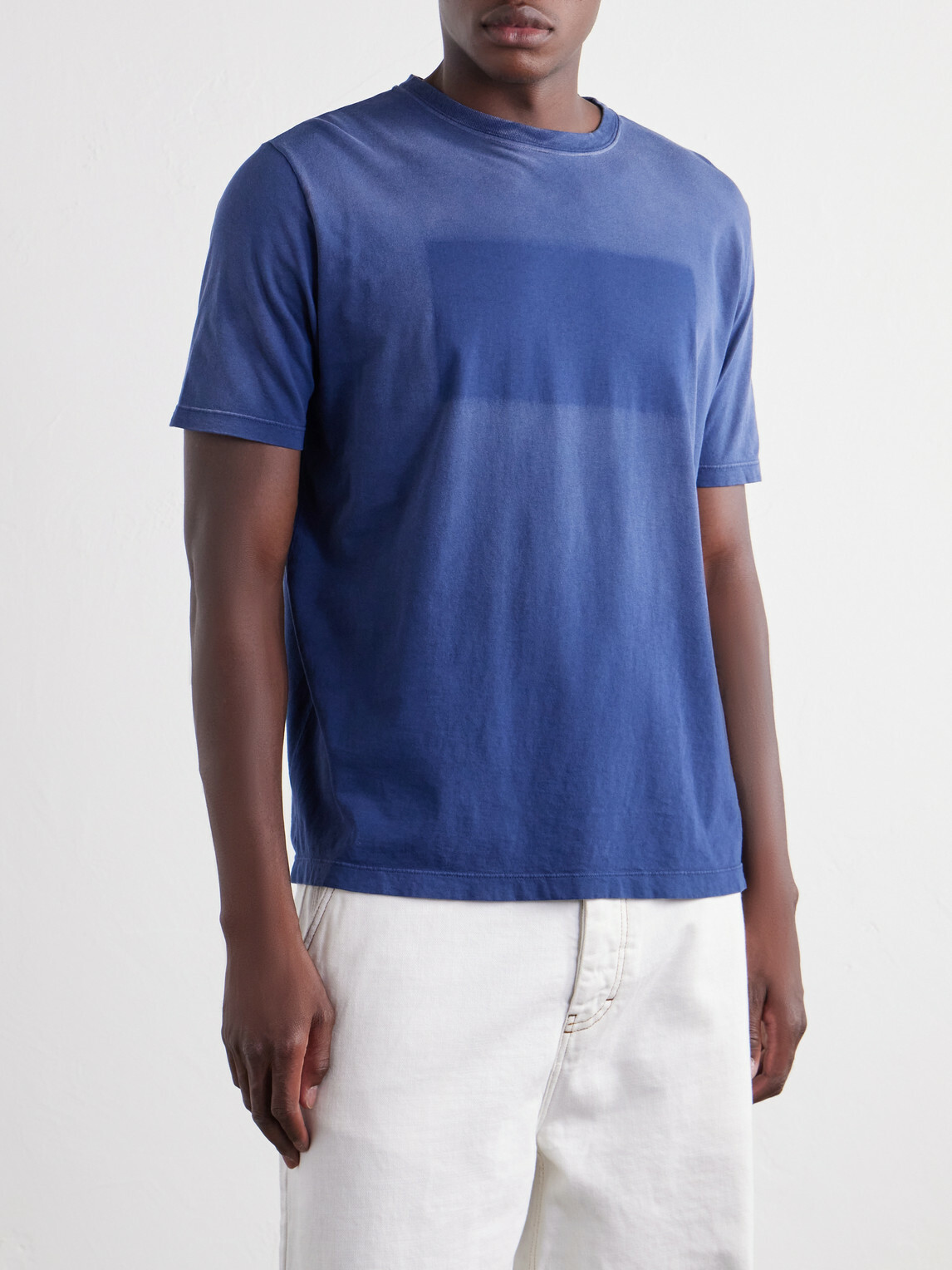Maison Margiela - Printed Cotton-Jersey T-Shirt - Blue
