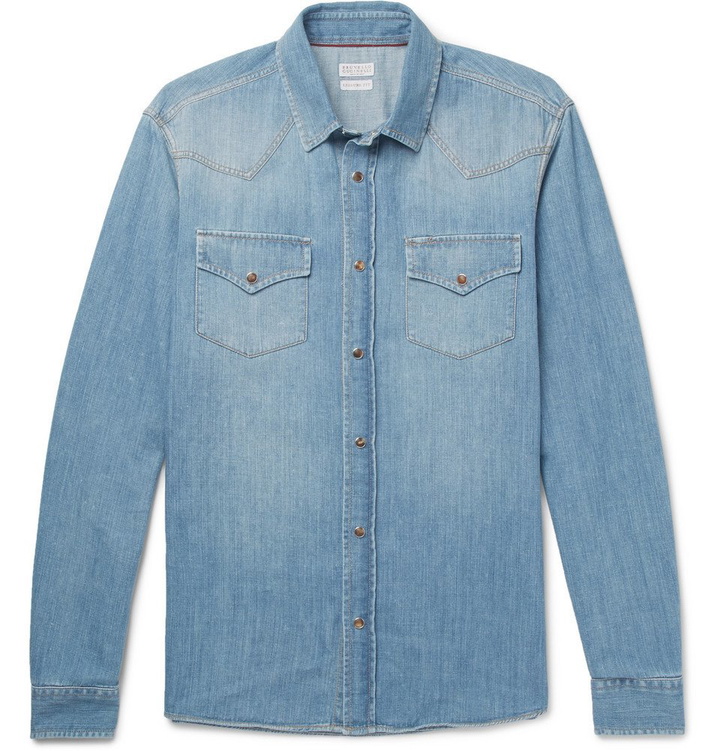 Photo: Brunello Cucinelli - Denim Western Shirt - Men - Blue