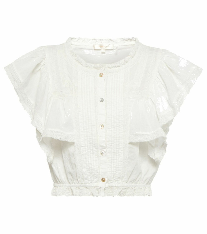 Photo: LoveShackFancy Nora lace-trimmed cotton top