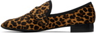 Repetto Tan & Black Michael Animal Print Rubber Sole Loafers