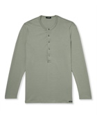 TOM FORD - Stretch-Cotton Jersey Henley Pyjama T-Shirt - Green