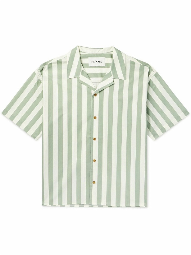 Photo: FRAME - Striped Organic Cotton-Poplin Shirt - Green