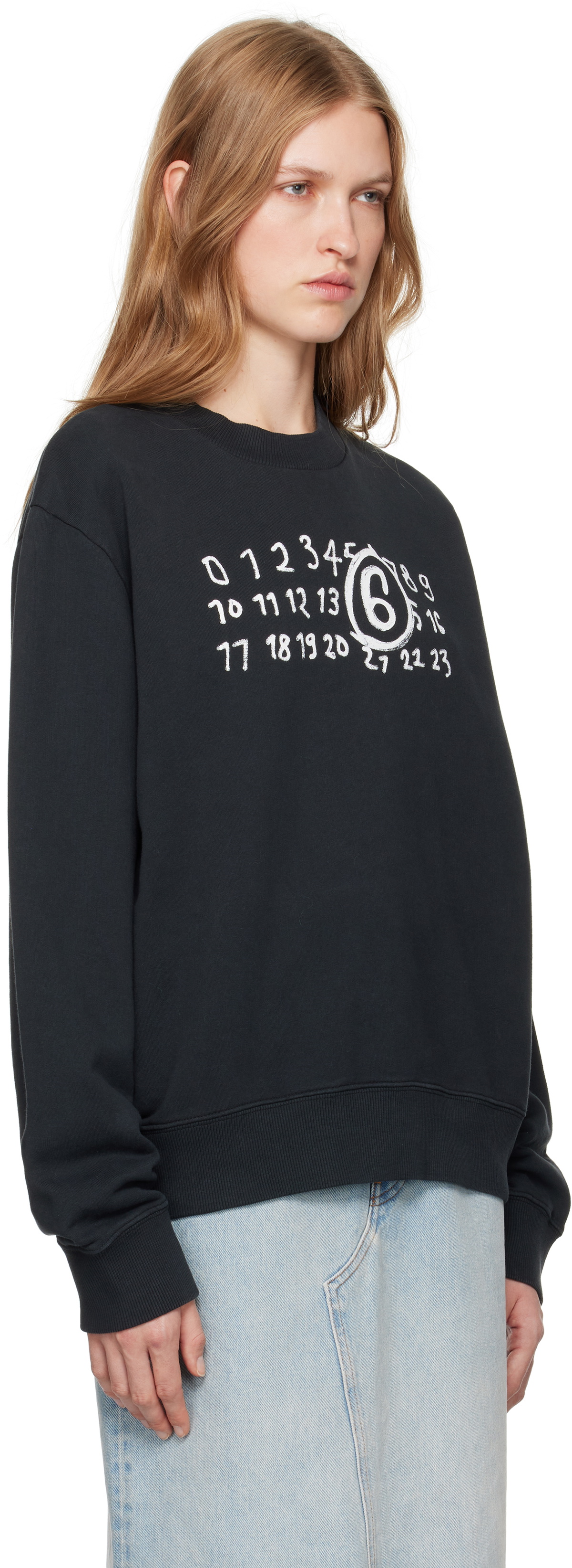 MM6 Maison Margiela Black Unbrushed Sweatshirt MM6 Maison MM6 Maison Margiela Black Unbrushed Sweatshirt MM6 Maison
