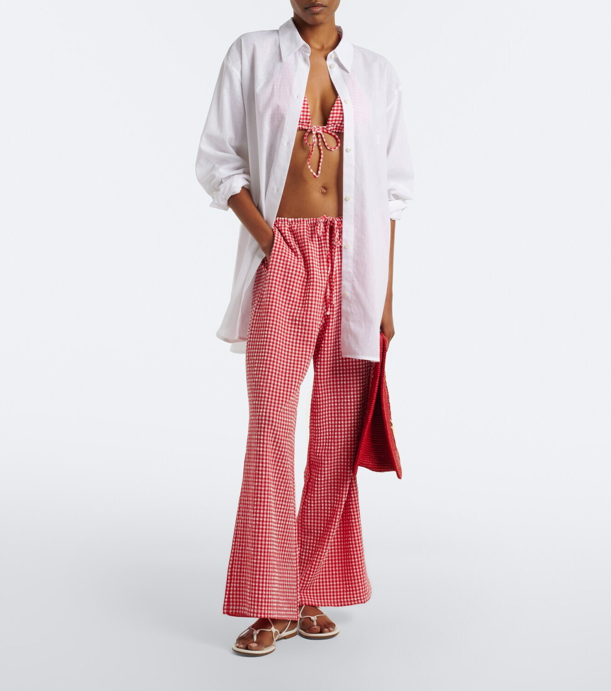 Montce Gingham seersucker wide-leg pants