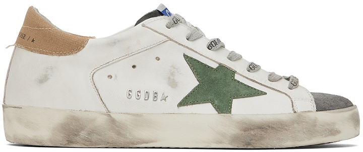 Photo: Golden Goose White & Gray Super-Star Double Quarter Low-Top Sneakers
