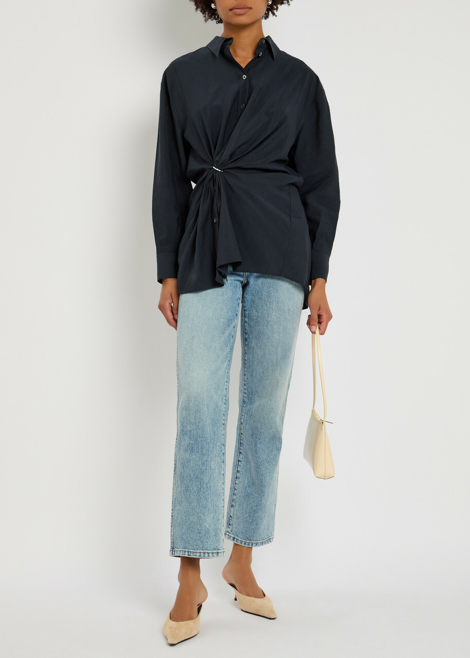 High Skylark Gathered Woven Shirt Dark Blue