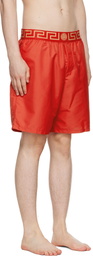 Versace Underwear Red Greca Border Swim Shorts