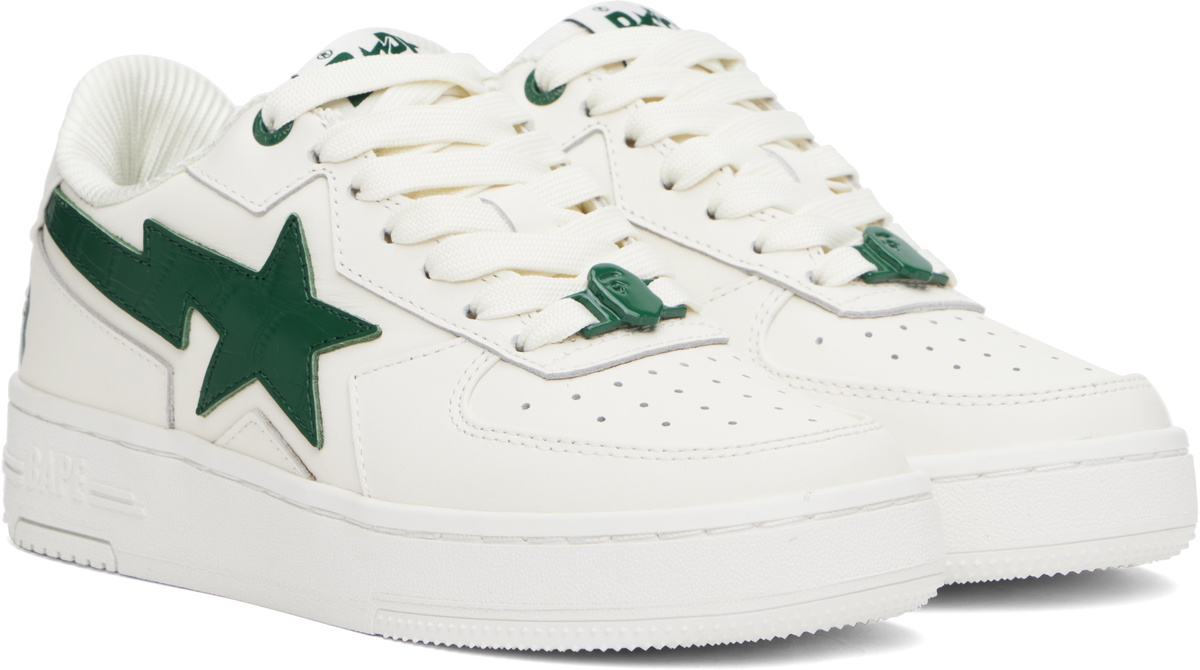 BAPE White & Green 'BAPE' STA Icon #1 Sneakers A Bathing Ape