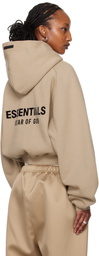 Fear of God ESSENTIALS Beige Fleece Cropped Hoodie
