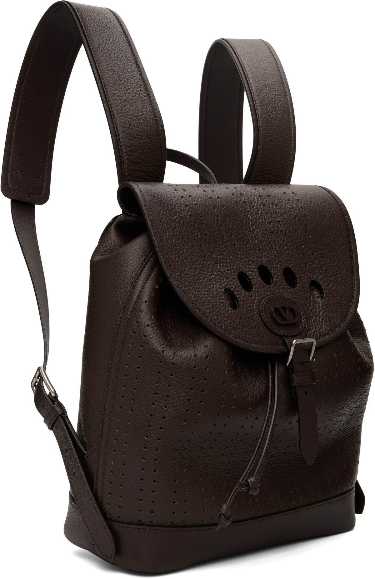 Valentino Garavani Brown Antibes Perforated Leather Backpack