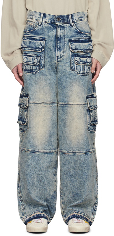 Photo: RTA Blue Roman Denim Cargo Pants