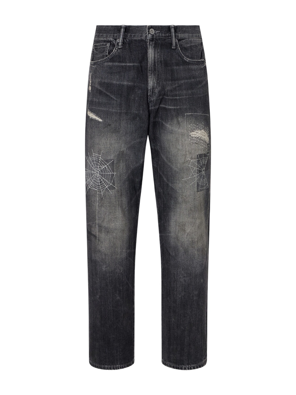 Neighborhood - Savage Distressed Wide-Leg Jeans - Black Neighborhood
