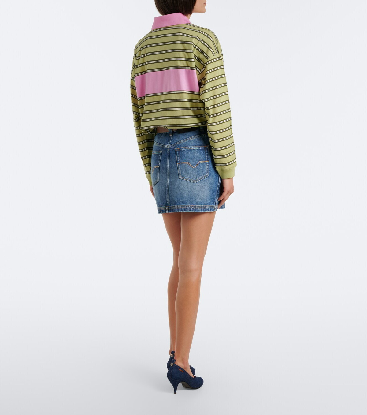 Versace Faded denim miniskirt