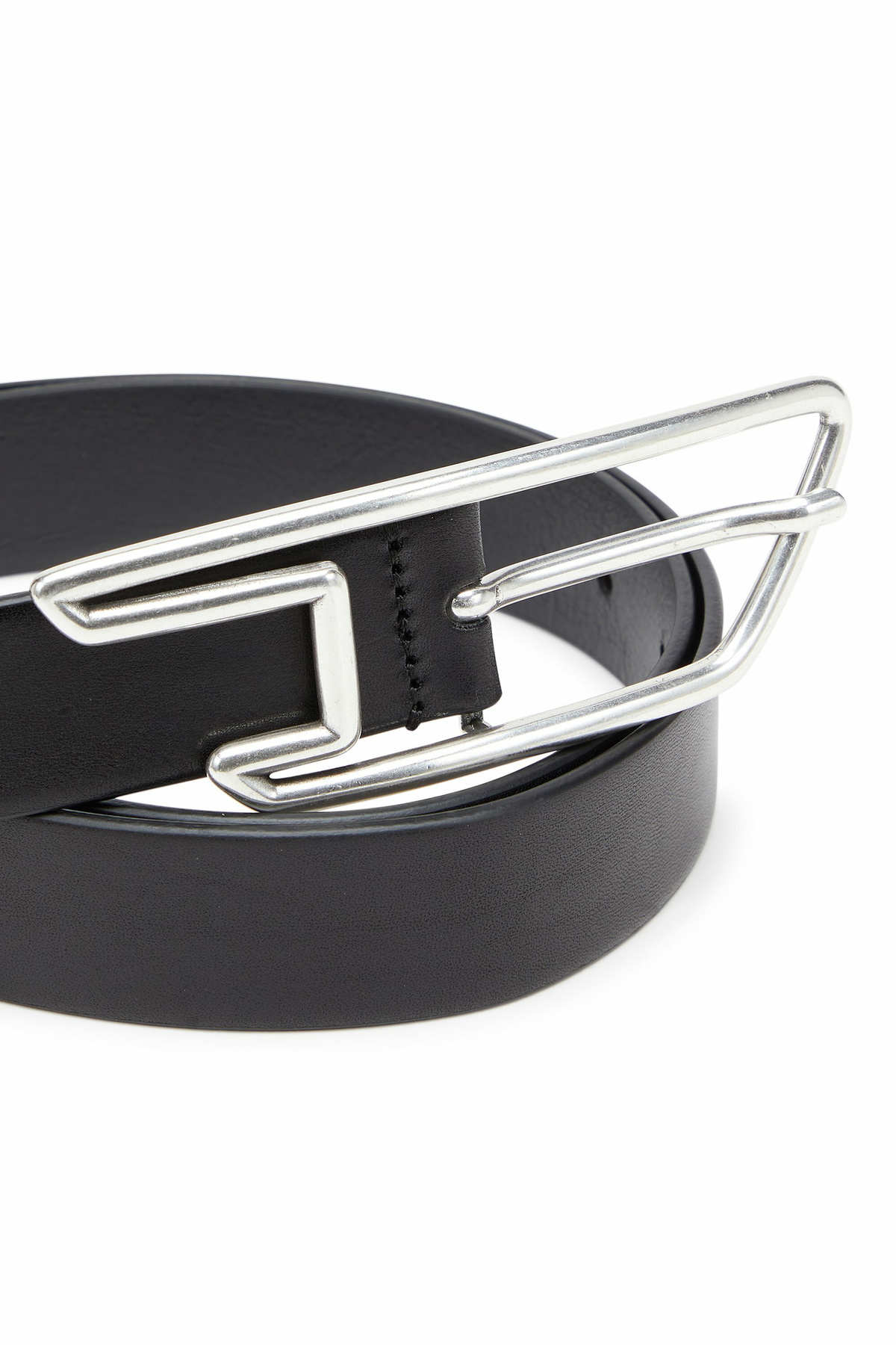 Diesel 3cm leather belt with D-logo buckle - Belts - Unisex - Black