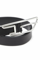 Diesel 3cm leather belt with D-logo buckle - Belts - Unisex - Black