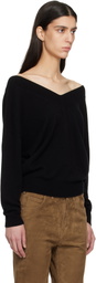 TOM FORD Black Cashmere Off The Shoulder Knit Sweater