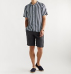 NN07 - Miyagi Camp-Collar Striped Tencel and Linen-Blend Shirt - Blue