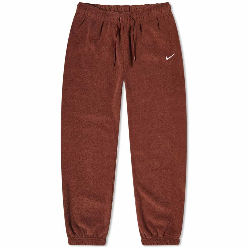 Nike Essentials Plush high-rise cuffed fleece sweatpants in bronze - BROWN