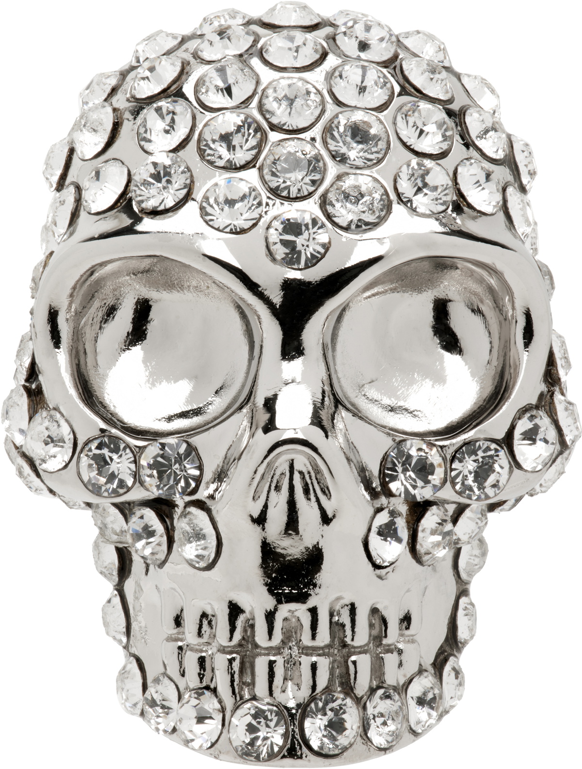 McQueen Silver Pave Skull Single Stud Earring