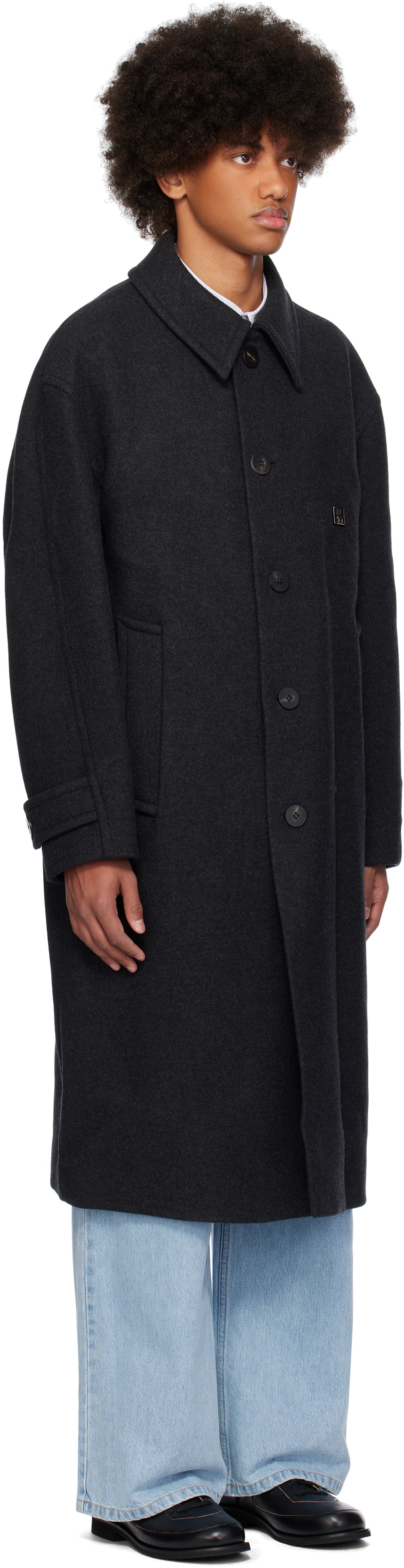 WOOYOUNGMI Gray Wool Balmacaan Coat Wooyoungmi