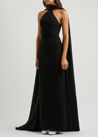 Solace London Ophelia Draped Halterneck Maxi Dress Black