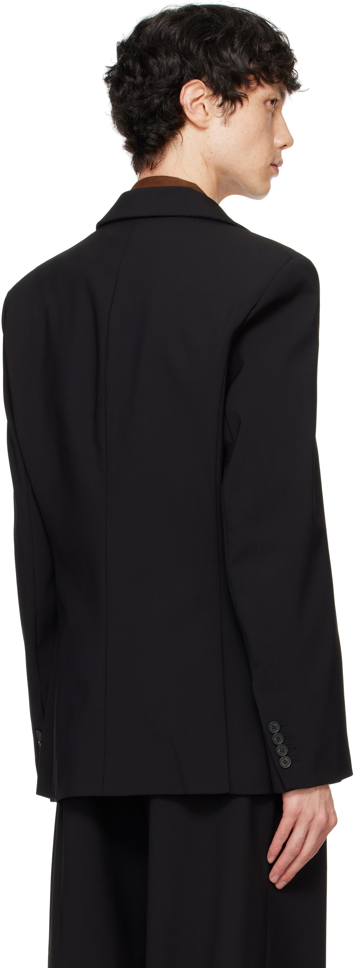 032c Black Portrait Double Breasted Suit Blazer