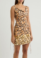 Knwls Coil Floral-print Ruched Mini Dress Multicoloured