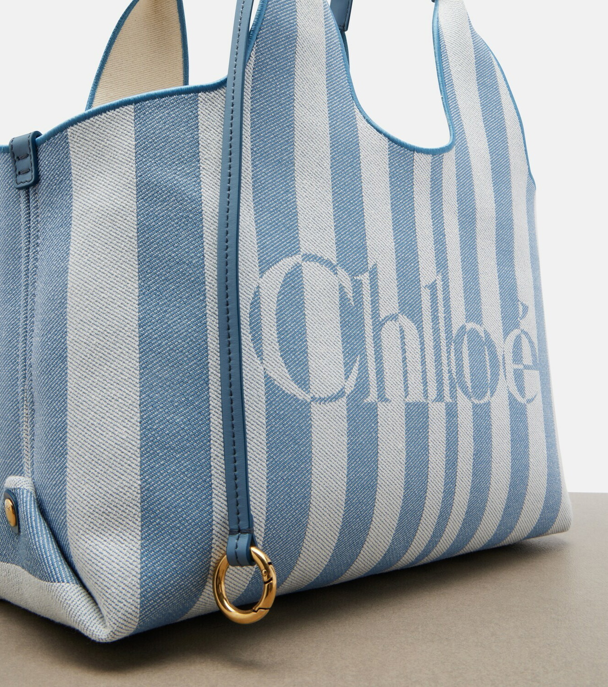 Chloé Chloé Stripy logo canvas tote bag