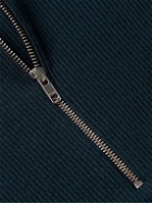 NN07 - Hansie 6600 Slim-Fit Ribbed Organic Cotton Half-Zip Sweater - Blue