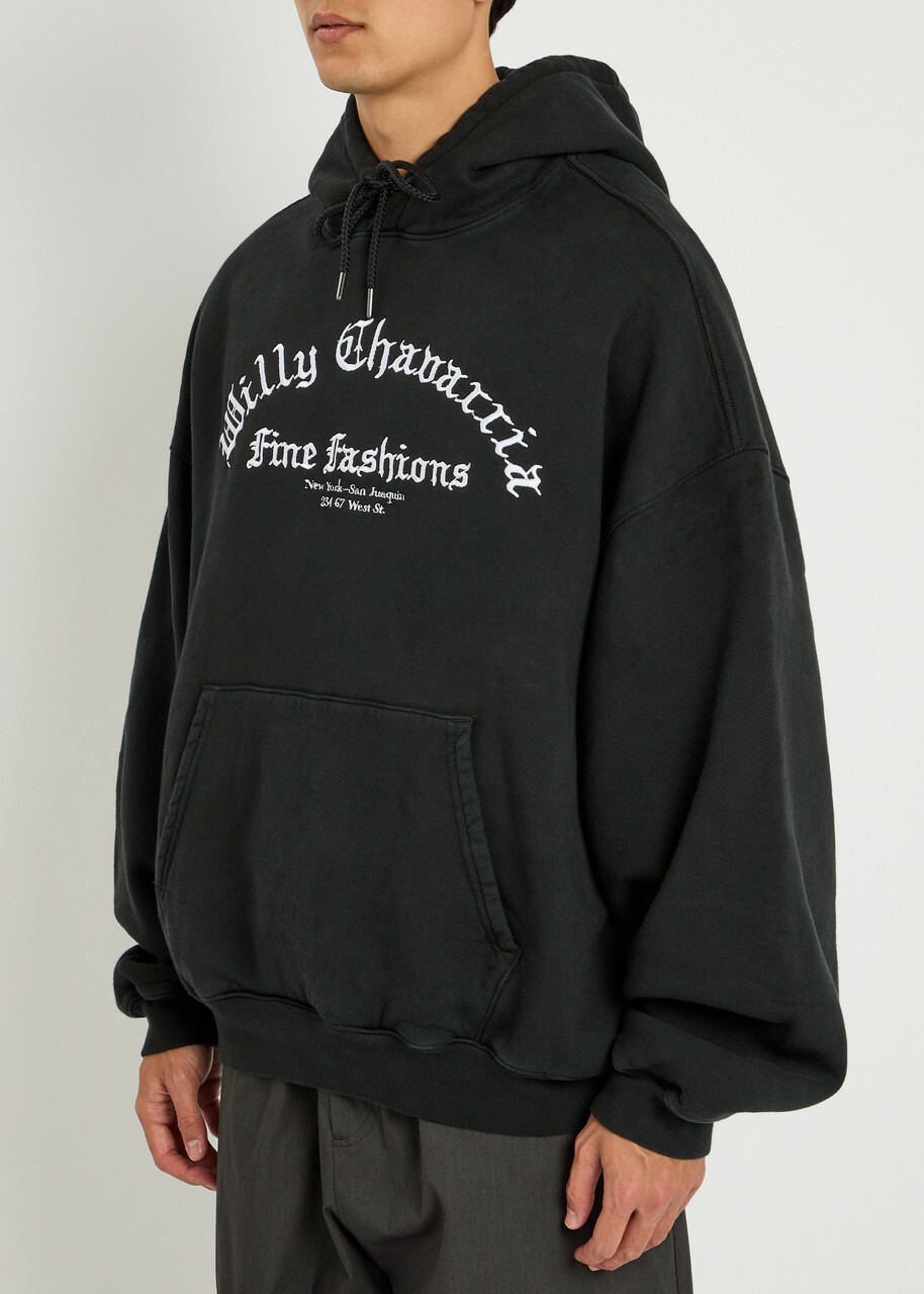 Willy Chavarria Hooded Cotton Sweatshirt Black