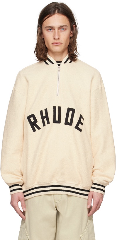 Photo: Rhude Off-White Half-Zip Sweater