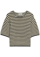 Anine Bing Theo Striped Cotton-blend T-shirt Black