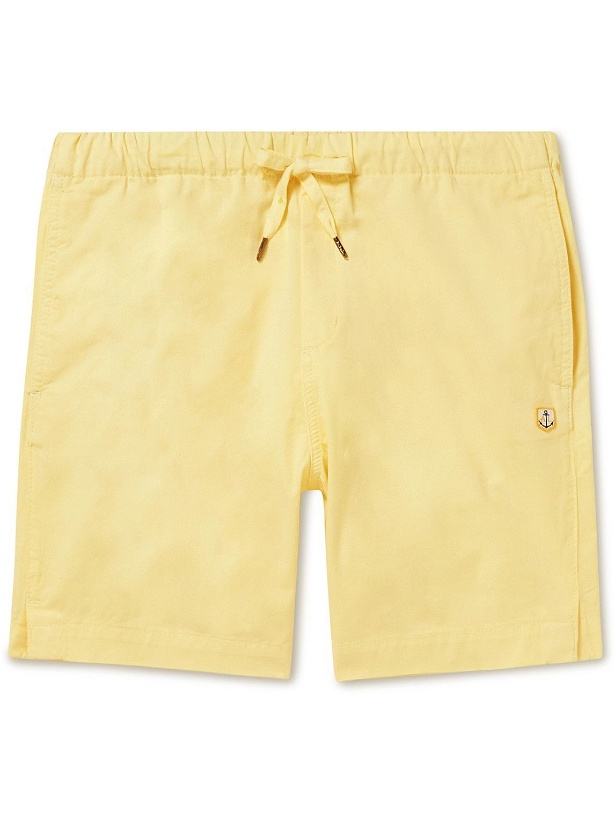 Photo: Armor Lux - Straight-Leg Cotton-Blend Twill Drawstring Shorts - Yellow