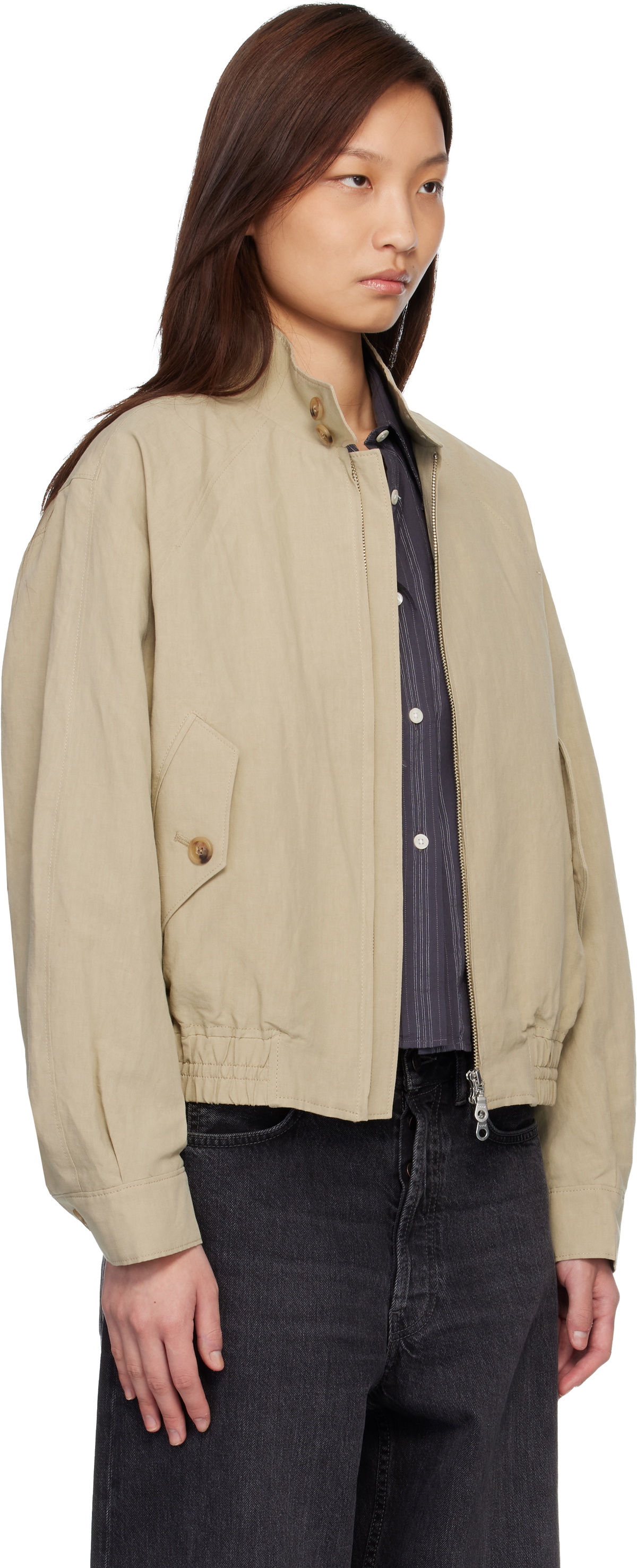 COOR Beige Linen Blend Harrington Jacket