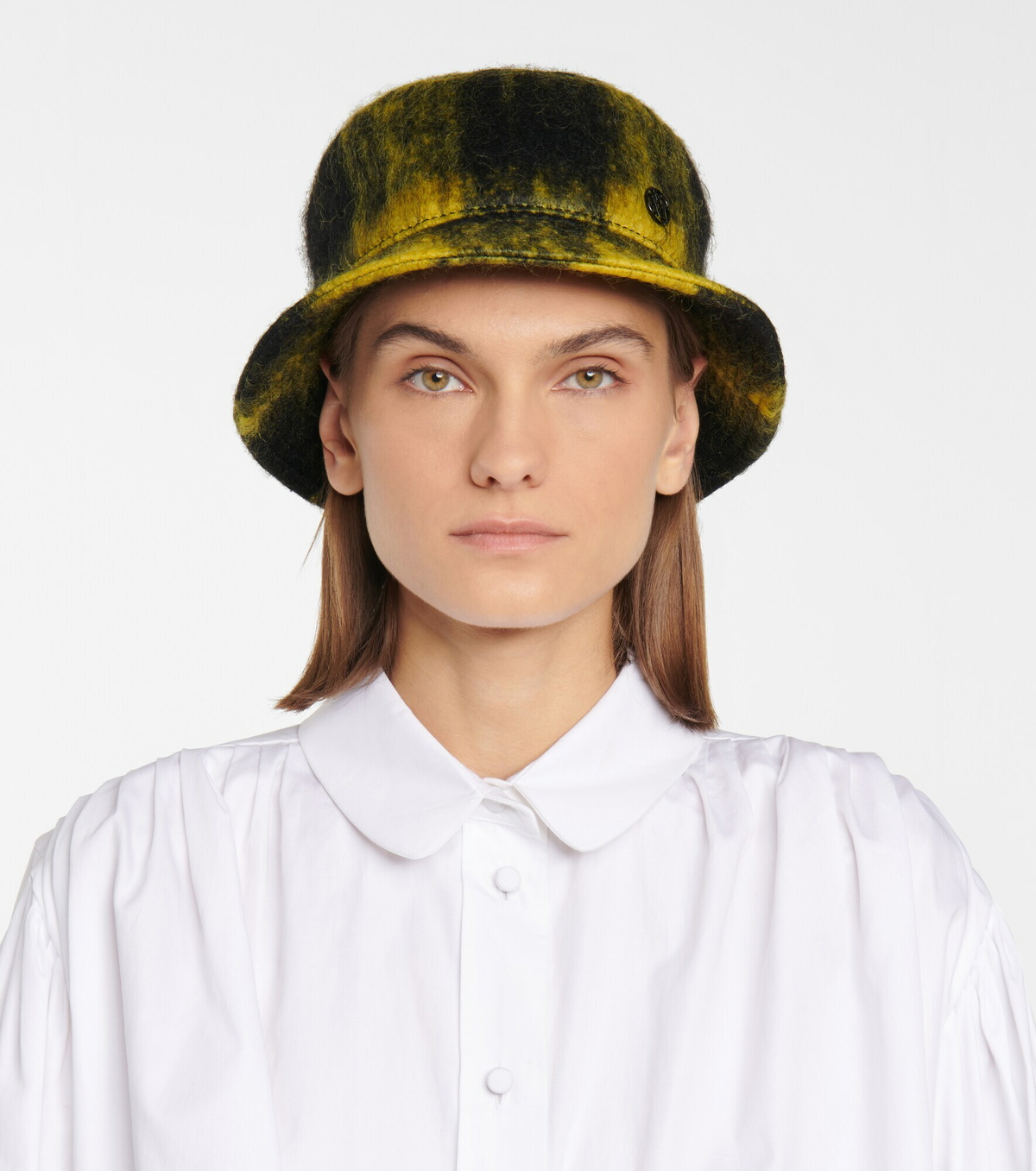 Maison Michel - Jason checked mohair-blend bucket hat
