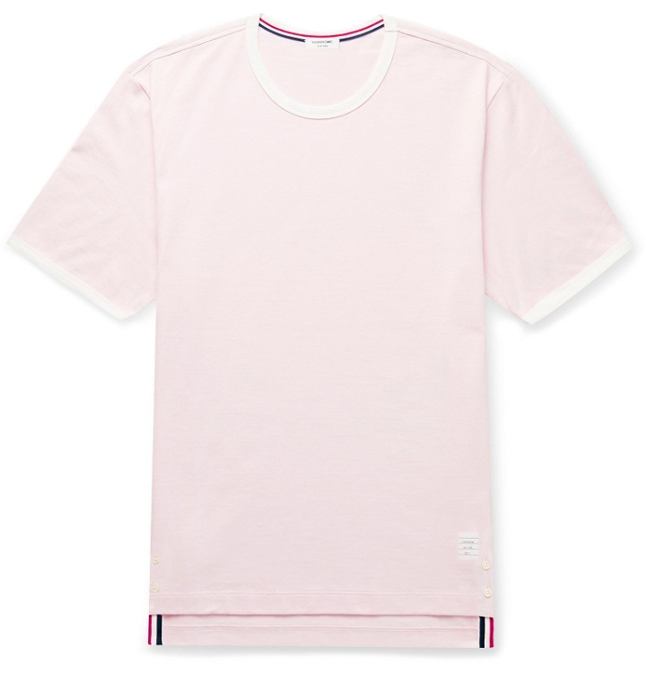 Photo: Thom Browne - Contrast-Tipped Cotton-Jersey T-Shirt - Pink