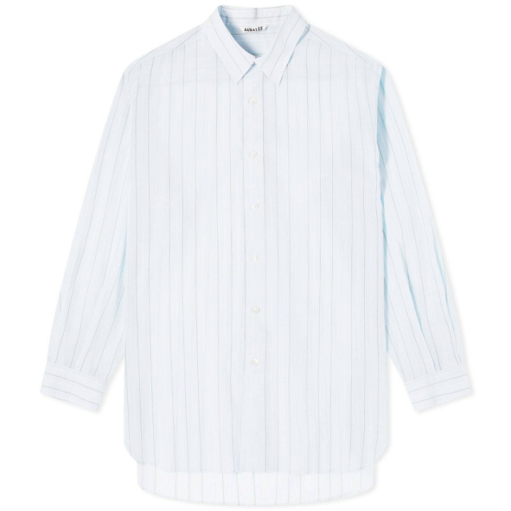 Photo: Auralee Men's Finx Stripe Shirt in Light Blue Stripe