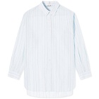 Auralee Men's Finx Stripe Shirt in Light Blue Stripe