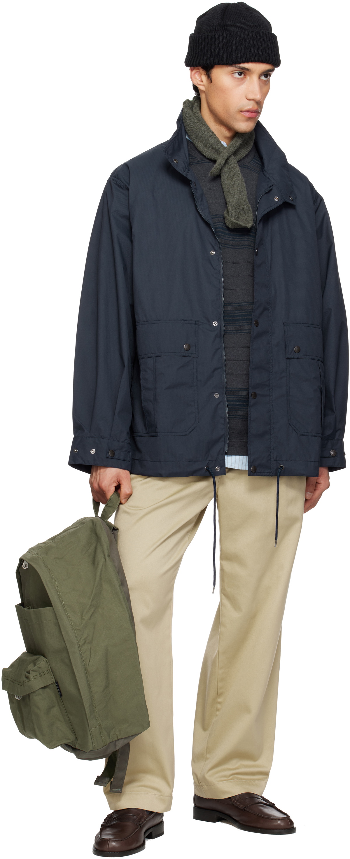 nanamica Khaki Double Pleated Chino Trousers