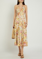 Faithfull The Brand Murano Floral-print Linen Midi Dress Multicoloured