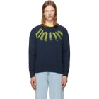 Palm Angels Navy Big Neck Logo Sweater