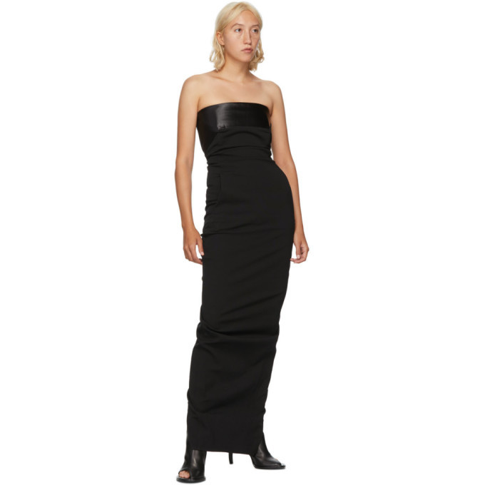 Rick Owens Black Satin Bustier Gown Dress Rick Owens