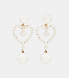 Sophie Bille Brahe Pearl Heart 14kt gold pendant earrings with pearls