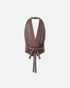 Pinko Vest With Rhinestones And Open Back Slate Black